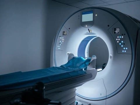 Open-bore MRI scanner with the patient table extended